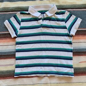 French Cotton Striped Kids Polo Shirt - Blue and Green 4T